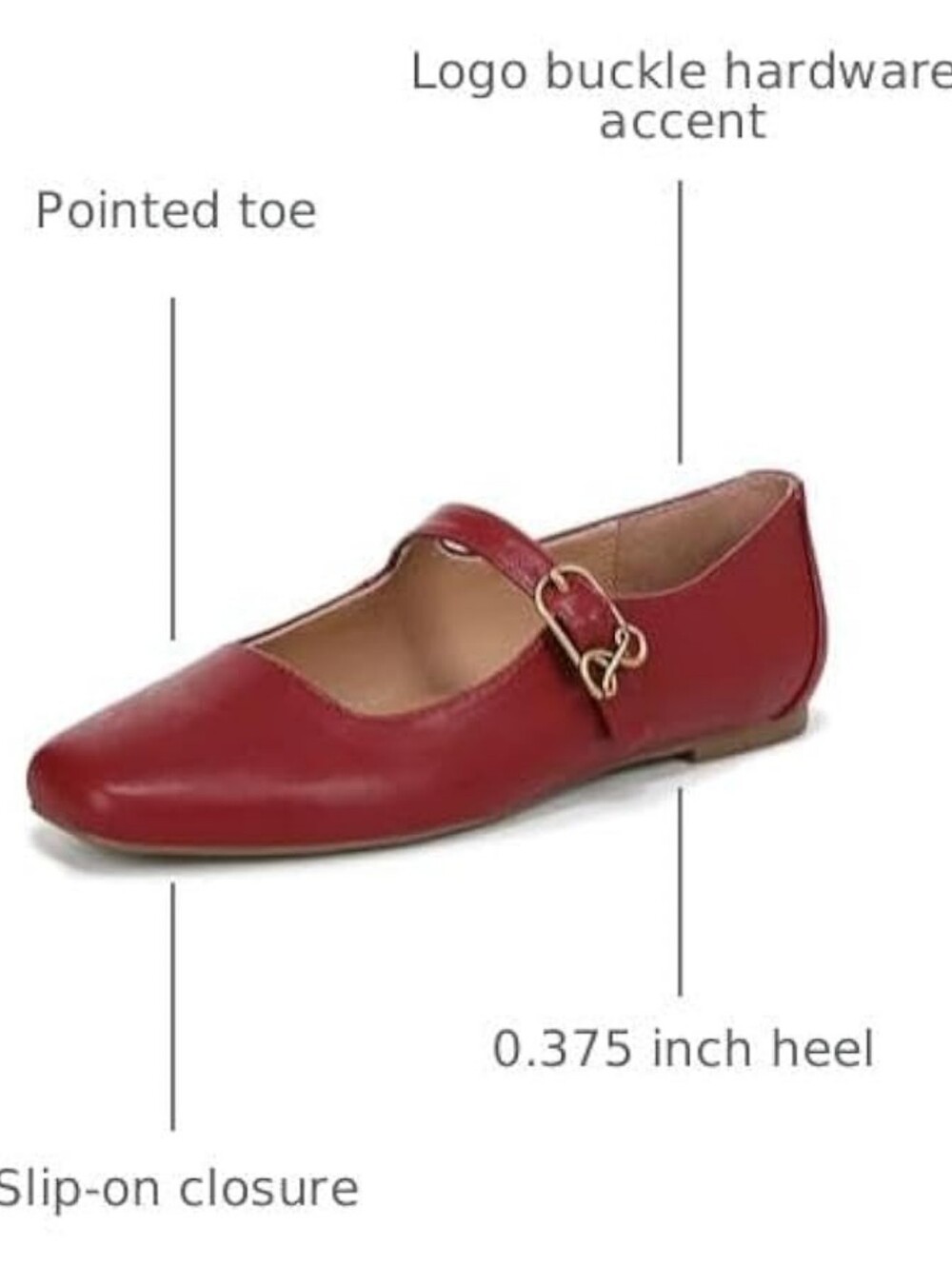 Sam & Libby Women's Cute Fredi Mary Jane Ballet Flat Buckle Vintage Retro Red, 9 - Picture 2 of 2